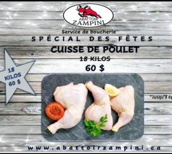 Spécial des fêtes – cuisse de poulet 18 kilos