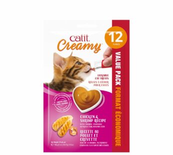 Creamy cat lickable treat, chicken and shrimp, 12-pack