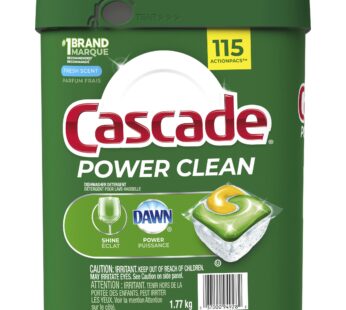 Cascade Power Clean Dishwasher Detergent ActionPacs, 115-count