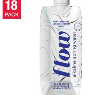 Flow Naturally Alkaline Original Spring Water, 18 x 500 mL