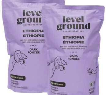 Level Ground Ethiopia Dark Roast Organic Whole Bean Coffee, 2 × 908g