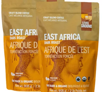 Level Ground East Africa Dark Roast Organic Whole Bean Coffee, 2 × 908g