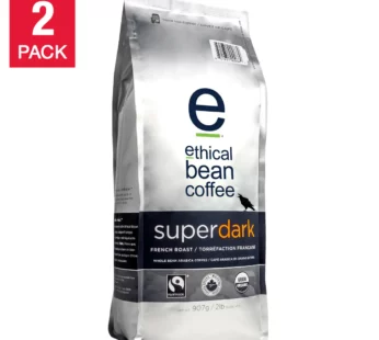 Ethical bean coffee Super Dark French Roast Whole Bean Coffee, 2 x 907 g