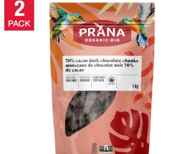 Prana Organic Chocolate Baking Chunks, 70% Cacao, 2 x 1 kg