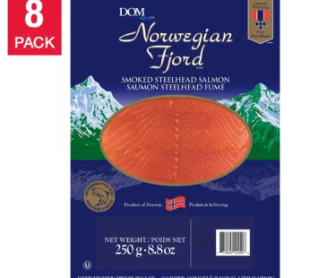 Norwegian Fjord Smoked Steelhead Salmon 250 g (8.8 oz) x 8 pack