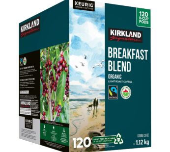 Kirkland Signature Organic Breakfast Blend Fair Trade Coffee K-Cup Pods, 120-count