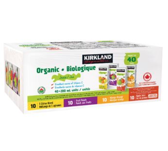 Kirkland Signature Organic Juice Assorted Flavours, 40 x 200 mL