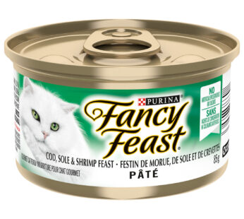 Cod, sole and shrimp wet food for adult cats