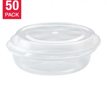 Café Express 22-oz Round Containers with Lids Pack of 50