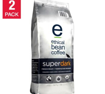 Ethical bean coffee Super Dark French Roast Whole Bean Coffee, 2 x 907 g