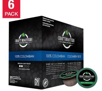 Club Coffee Craft Roasters 100% Colombian Medium Light Roast, 120-count