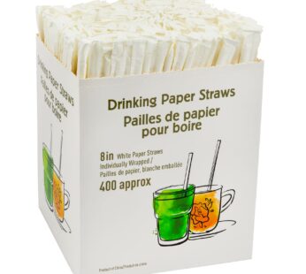 Ecodinnerware Biodegradable White Paper Straws Pack of 400