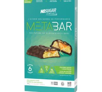 No Sugar MetaBar, Chocolate Caramel & Peanut Flavour Performance Bars, 12 × 40 g