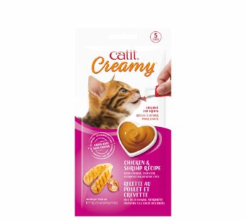 Creamy cat lickable treat, chicken and shrimp, 5-pack