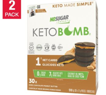 No Sugar Keto Bomb Dark Chocolate Peanut Butter Brownie, 2-pack