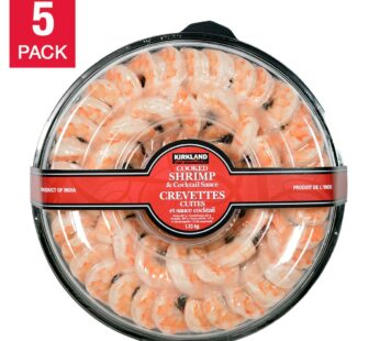 Kirkland Signature Cooked Shrimp Ring & Cocktail Sauce, 5 × 1.13 kg