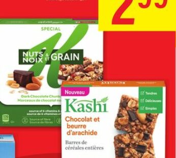 BARRES SPECIAL K OU KASHI KELLOGG’S 165-200 g