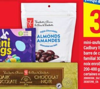 mini-œufs de Pâques Cadbury 154/200 g, Cadbury 154/200 g, barre de chocolat format familial 300 g ou fruits ou noix enrobés de chocolat 200-400 g PC
