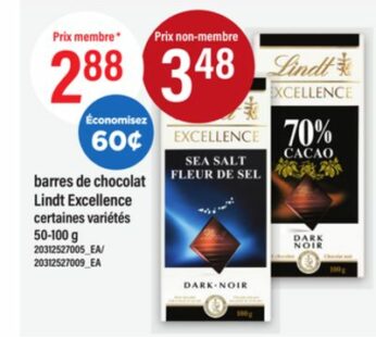 barres de chocolat Lindt Excellence