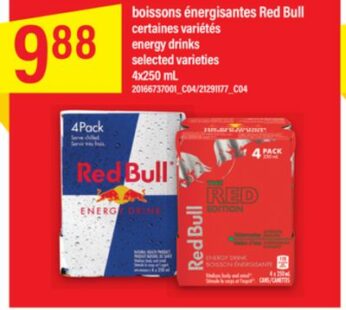 boissons énergisantes Red Bull 4×250 mL