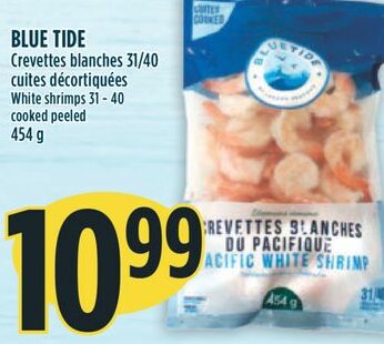 BLUE TIDE Crevettes blanches 31/40 cuites décortiquées