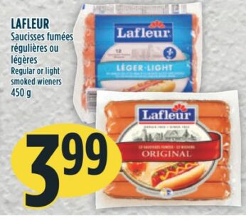 LAFLEUR Saucisses fumées régulières ou légères